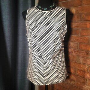 Yansi Fugel Women's Multi Directional Stripe Sleeveless Top Black/White - Size L